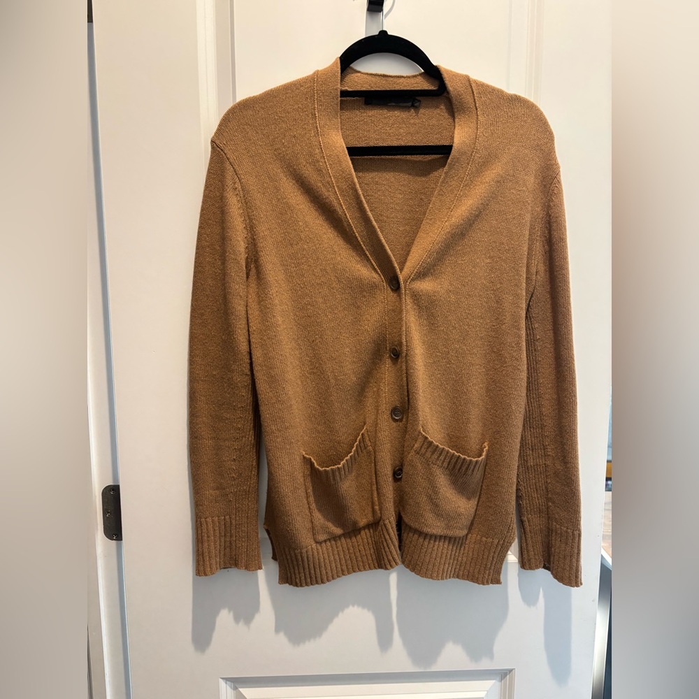 Jenni Kayne Everyday Wool and Cashmere Tan Cardigan Sweater XS